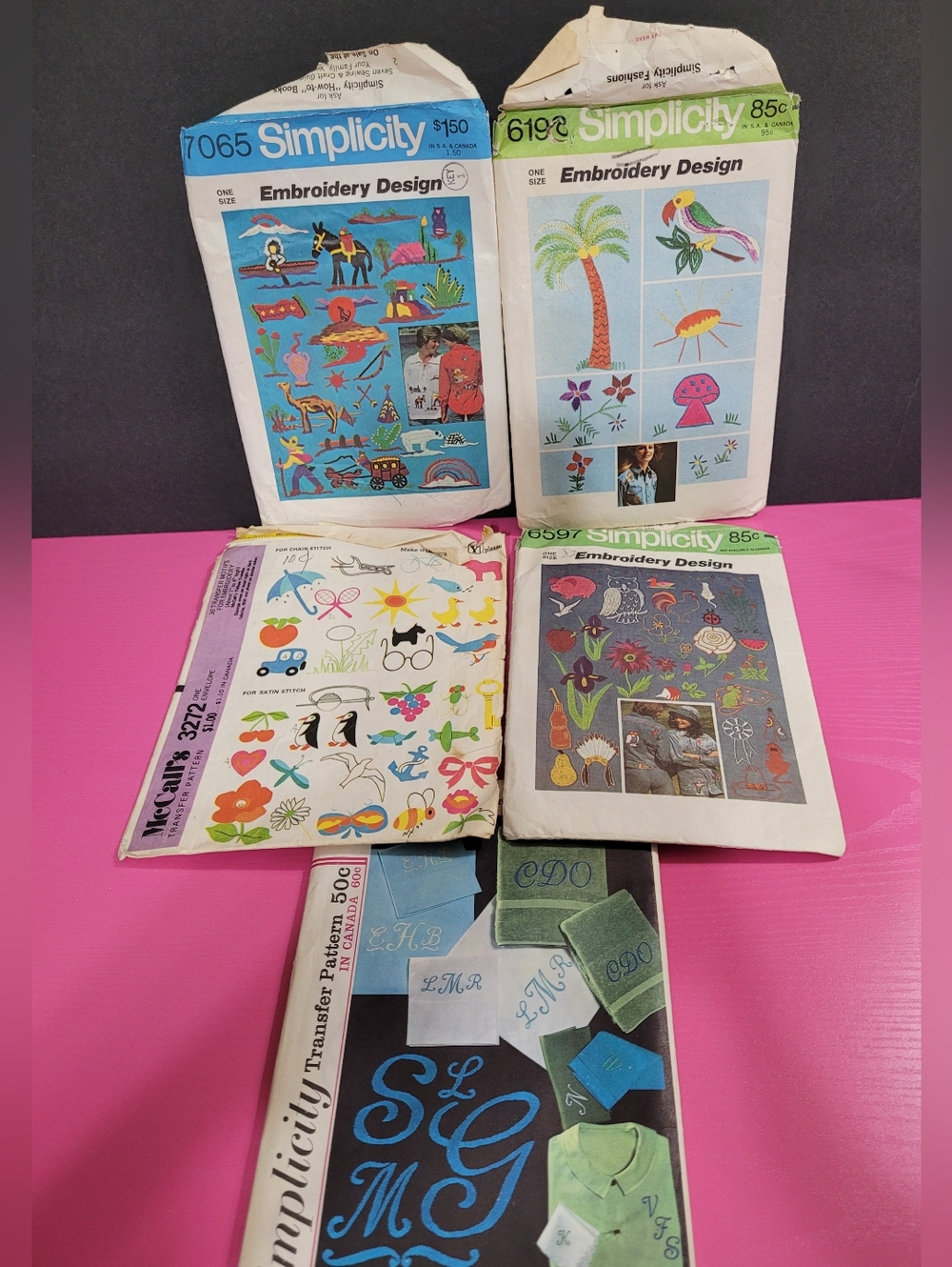 Lot Of Vintage EmbroideryTransfer Patterns.  Set Of 5.  See Description. (0851)